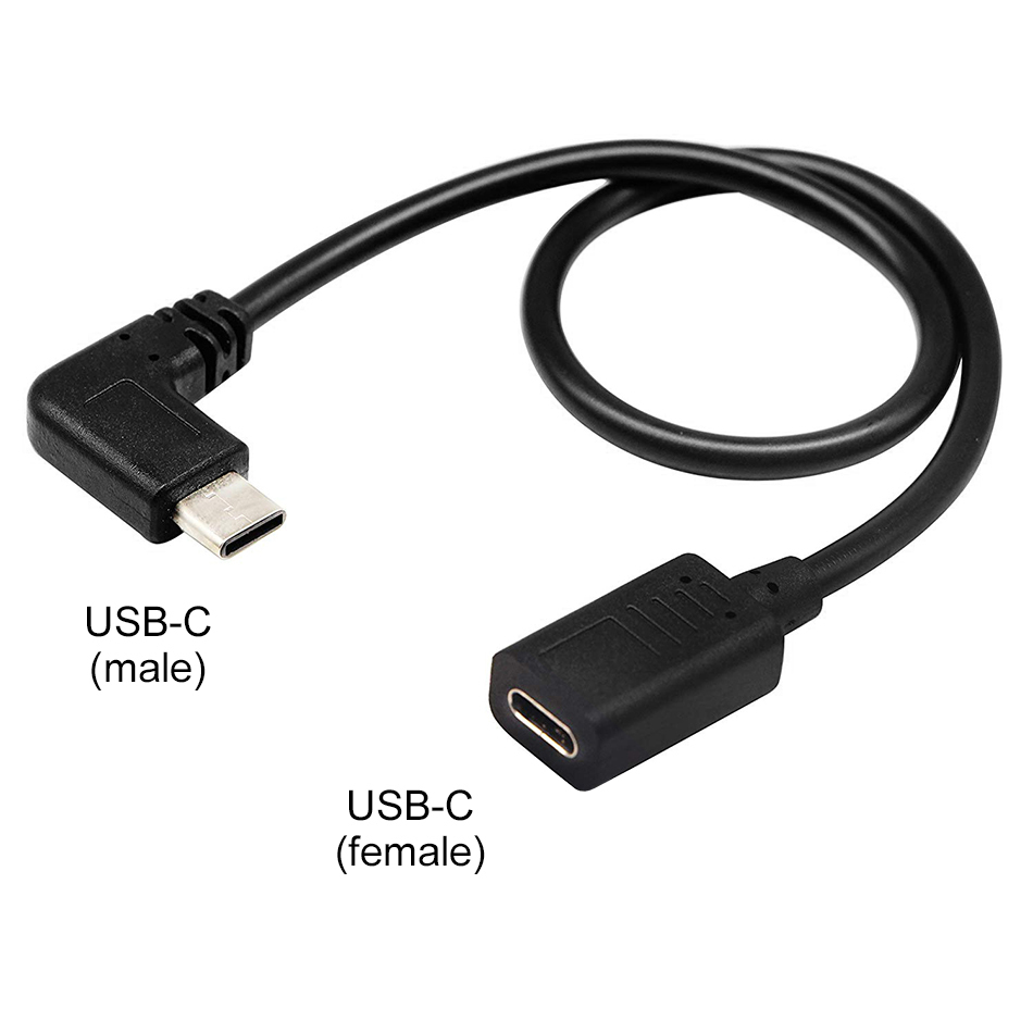Short Right Angle USB TypeC Extension Adapter Cable (30cm)